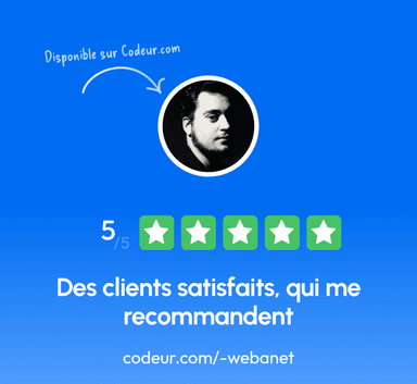 Disponible sur Codeur.com — 5/5 étoiles